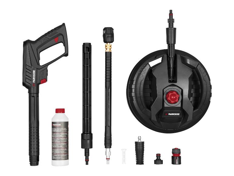 Un kit de nettoyeur haute pression Parkside avec pistolet pulvérisateur, lance de pulvérisation et accessoires